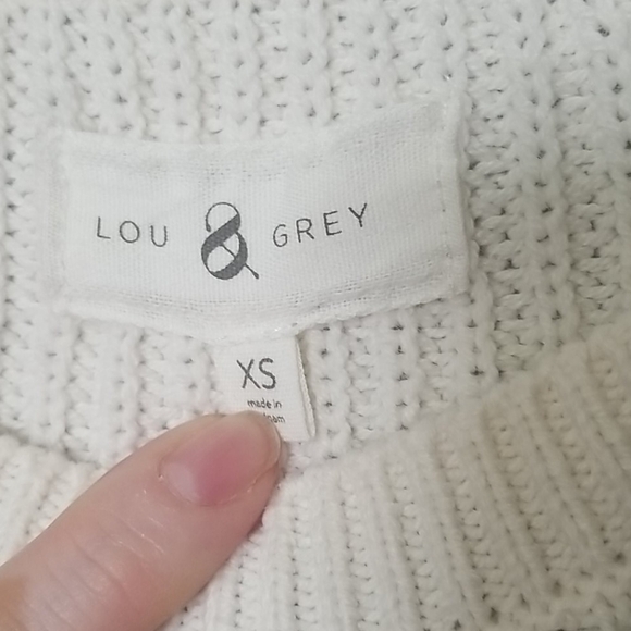 Lou & Grey XS Casual Basic Cream Open Knit Sweater - Picture 5 of 6